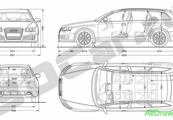 Audi RS6 Avant (2008) (Ауди РС6 Авант(Универсал) (2008)) - чертежи (рисунки) автомобиля
